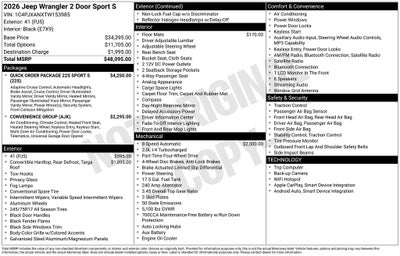 2026 Jeep Wrangler Sport S