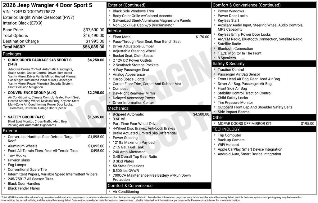 2026 Jeep Wrangler Sport S