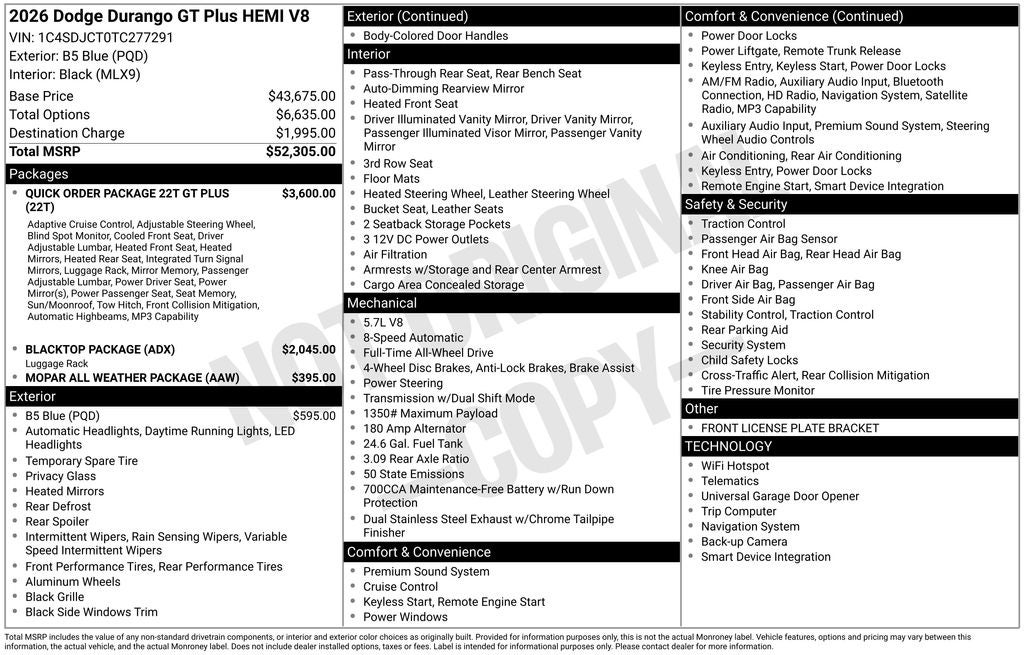 2026 Dodge Durango GT Plus HEMI V8