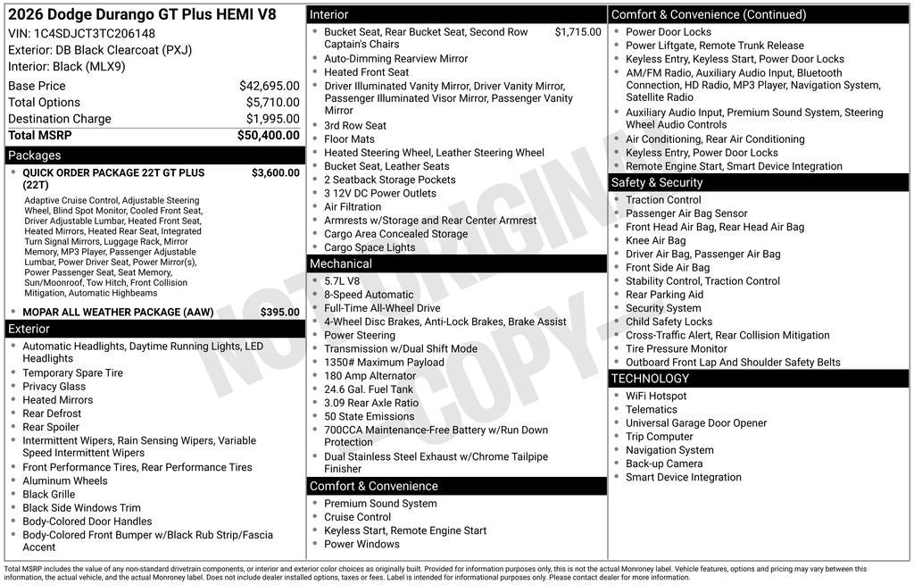 2026 Dodge Durango GT Plus HEMI V8