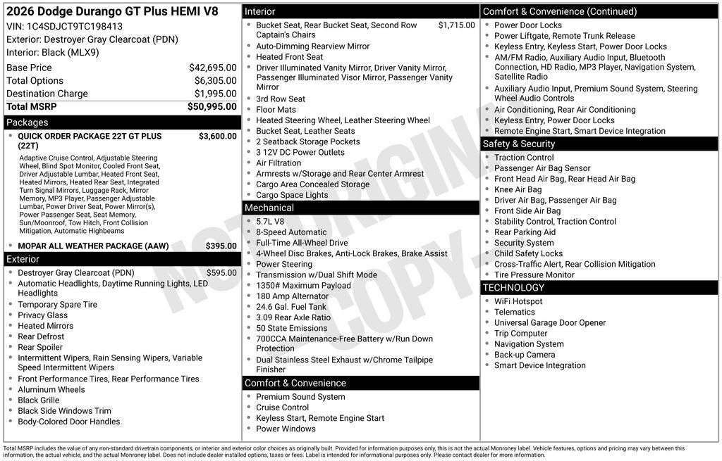 2026 Dodge Durango GT Plus HEMI V8