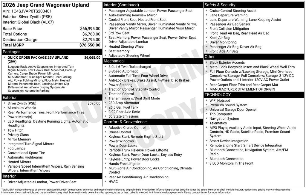 2026 Jeep Grand Wagoneer Upland