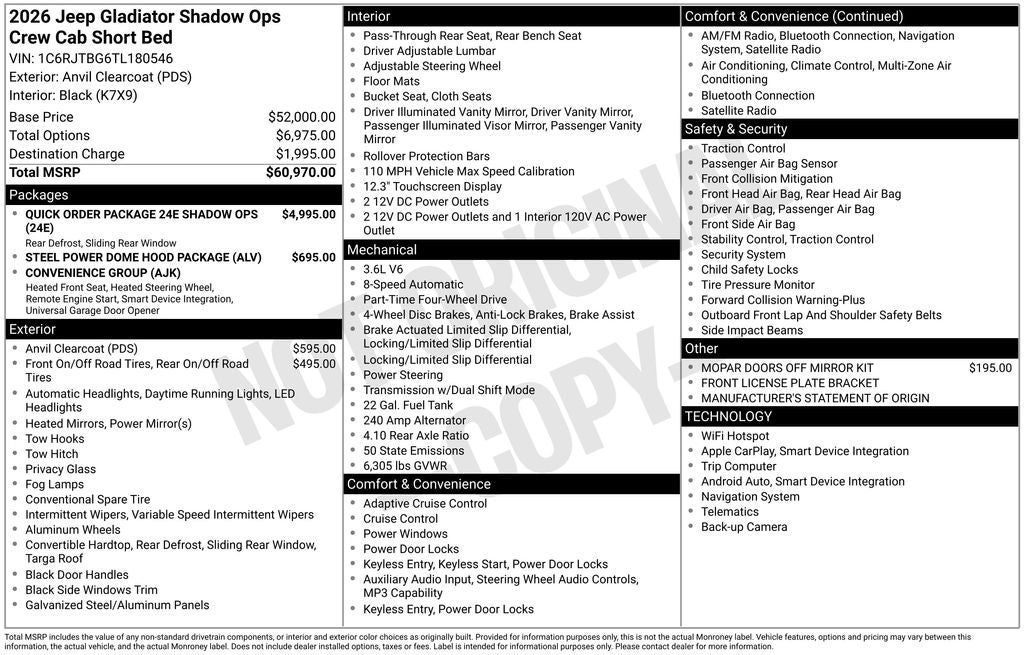 2026 Jeep Gladiator Shadow Ops