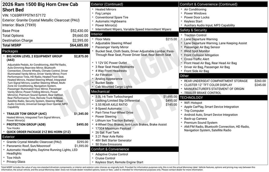 2026 RAM Ram 1500 Big Horn/Lone Star