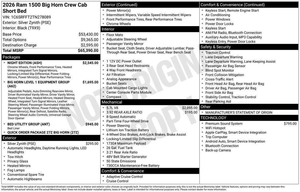 2026 RAM Ram 1500 Big Horn/Lone Star