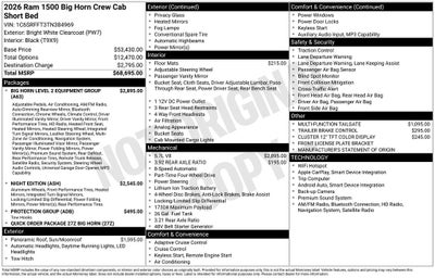 2026 RAM Ram 1500 Big Horn/Lone Star