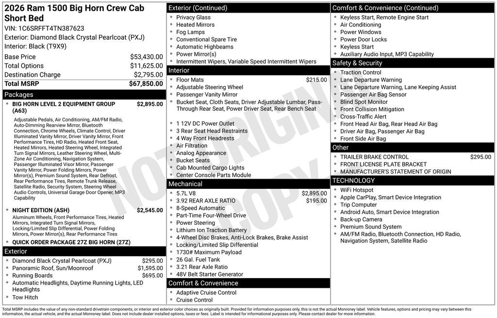 2026 RAM Ram 1500 Big Horn/Lone Star
