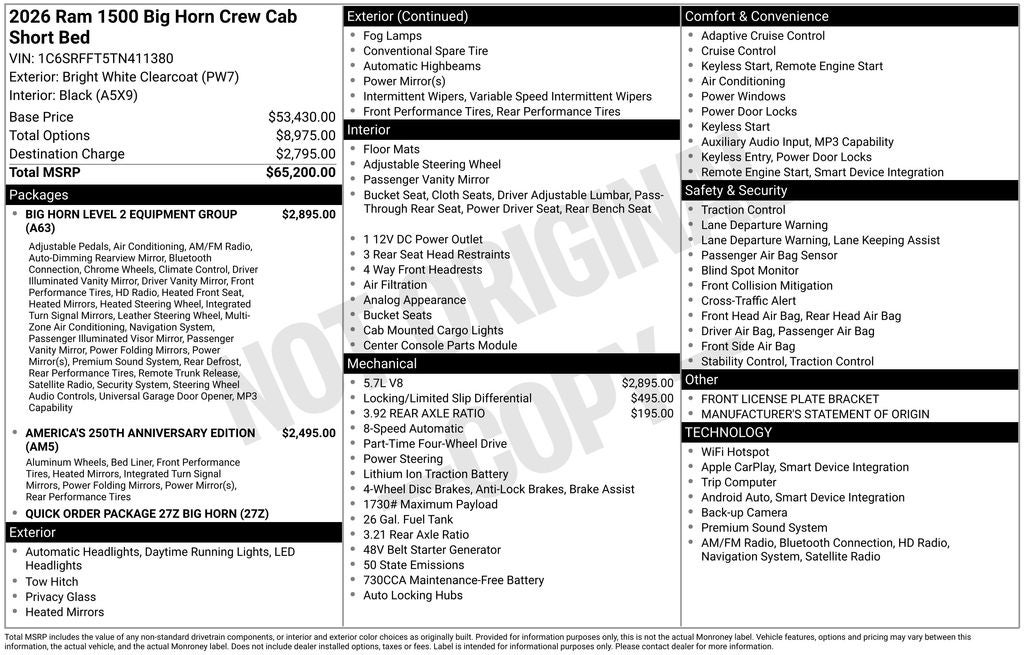 2026 RAM Ram 1500 Big Horn/Lone Star