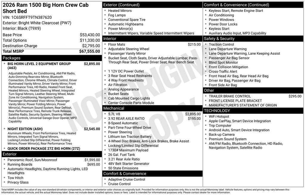 2026 RAM Ram 1500 Big Horn/Lone Star