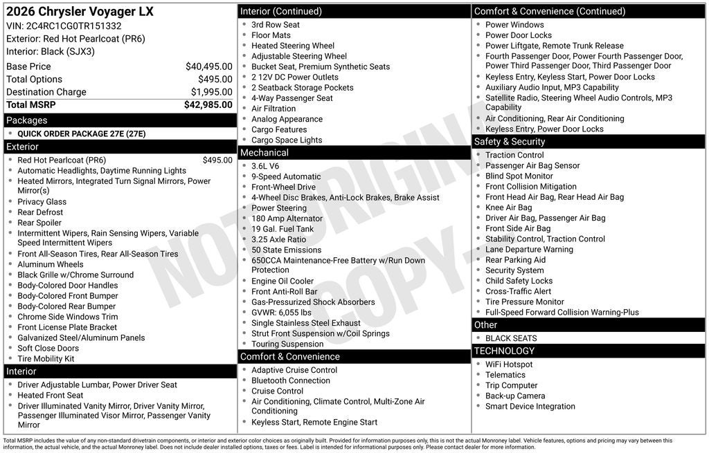 2026 Chrysler Voyager LX