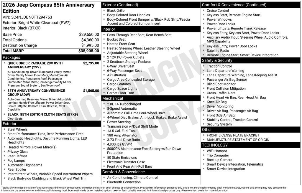 2026 Jeep Compass 85th Anniversary