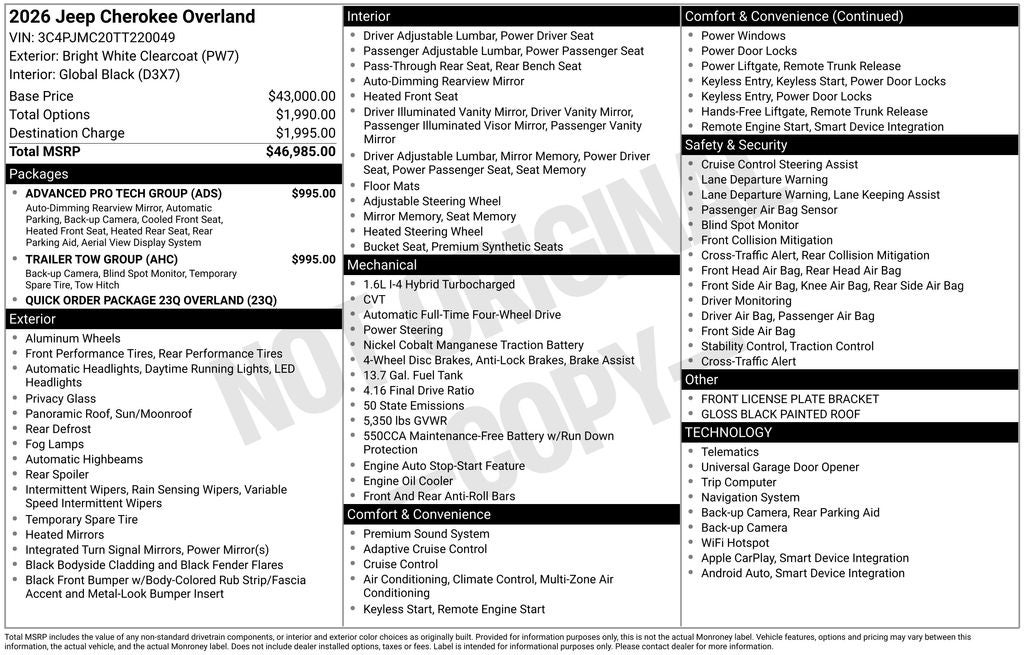 2026 Jeep Cherokee Overland