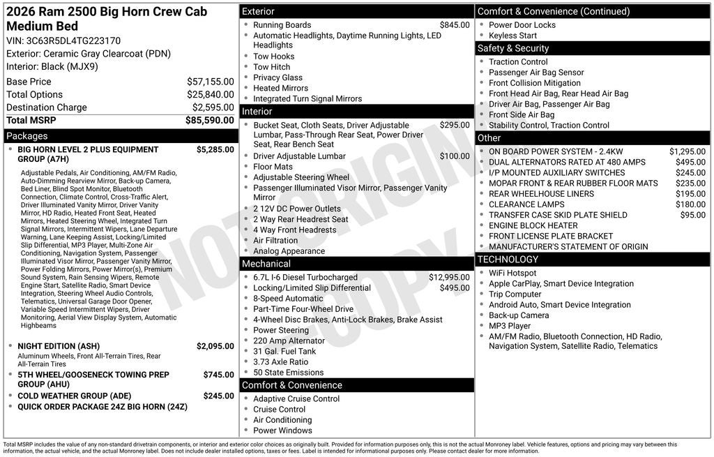 2026 RAM Ram 2500 Big Horn
