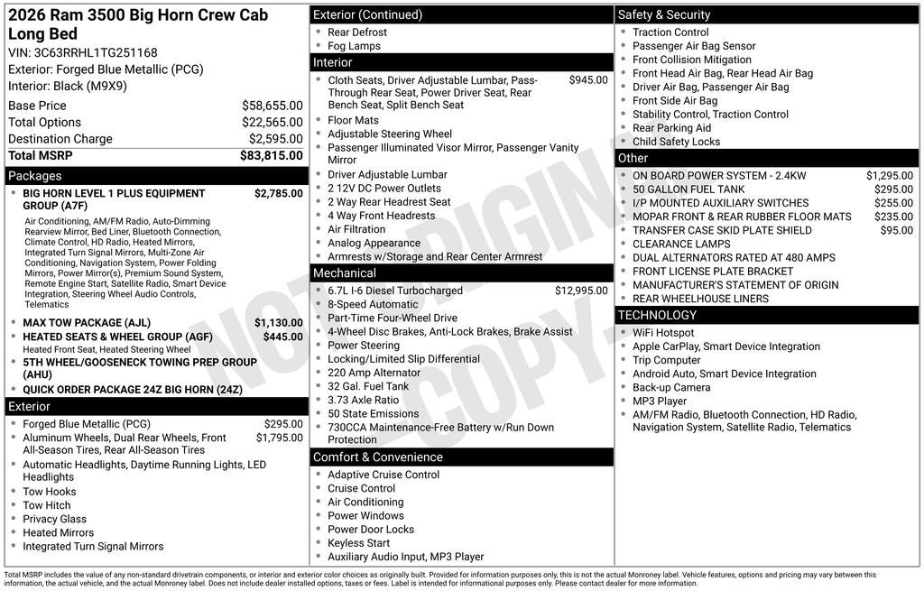 2026 RAM Ram 3500 Big Horn