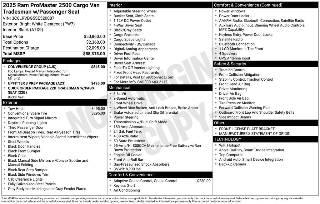 2025 RAM Ram ProMaster High Roof