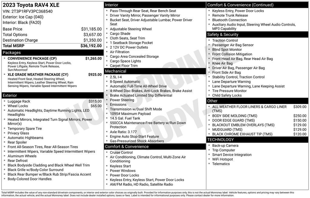 2023 Toyota RAV4 XLE w/ Convenience and Weather Package