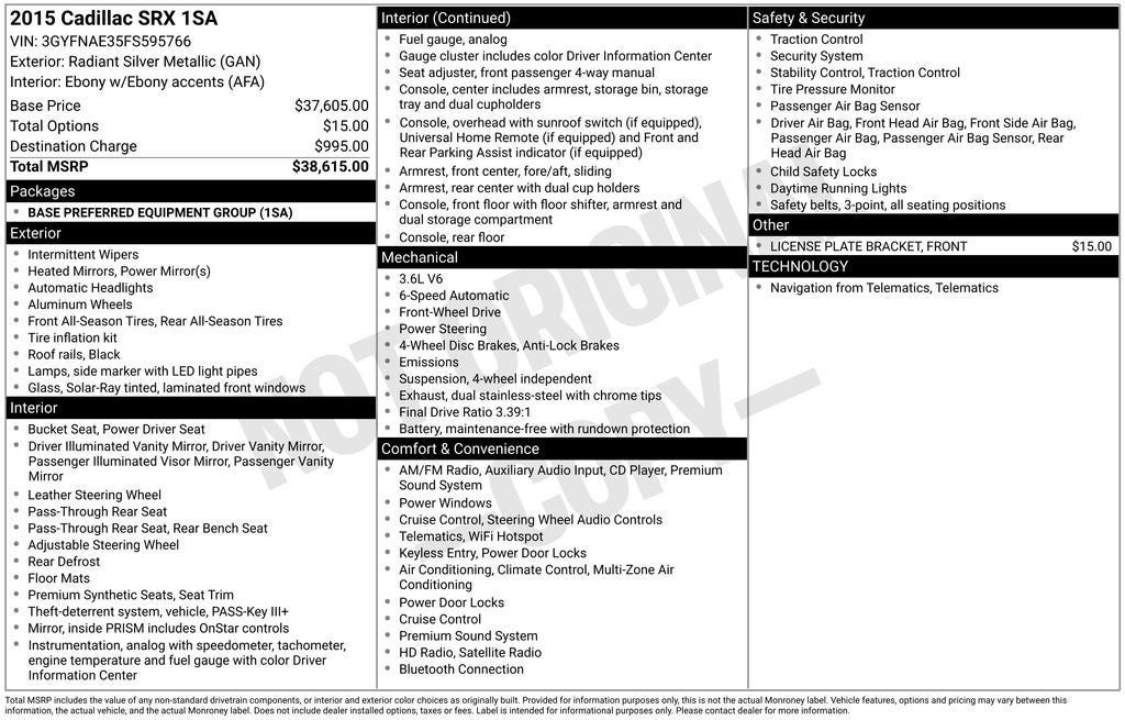 2015 Cadillac SRX Base