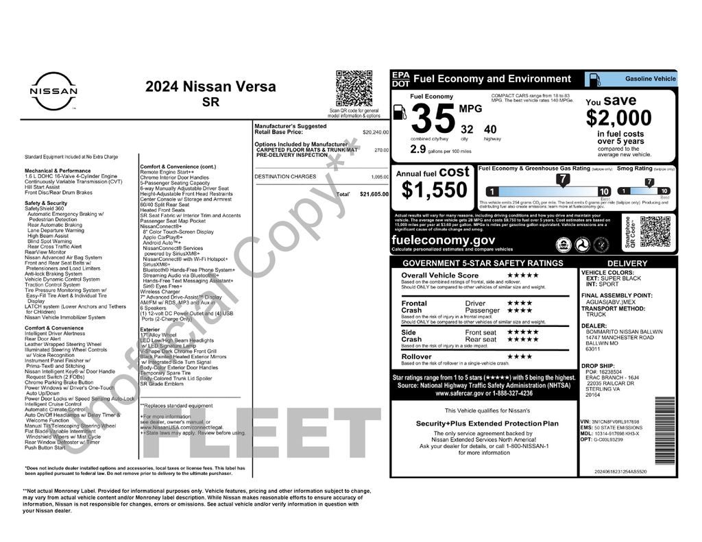 2024 Nissan Versa 1.6 SR
