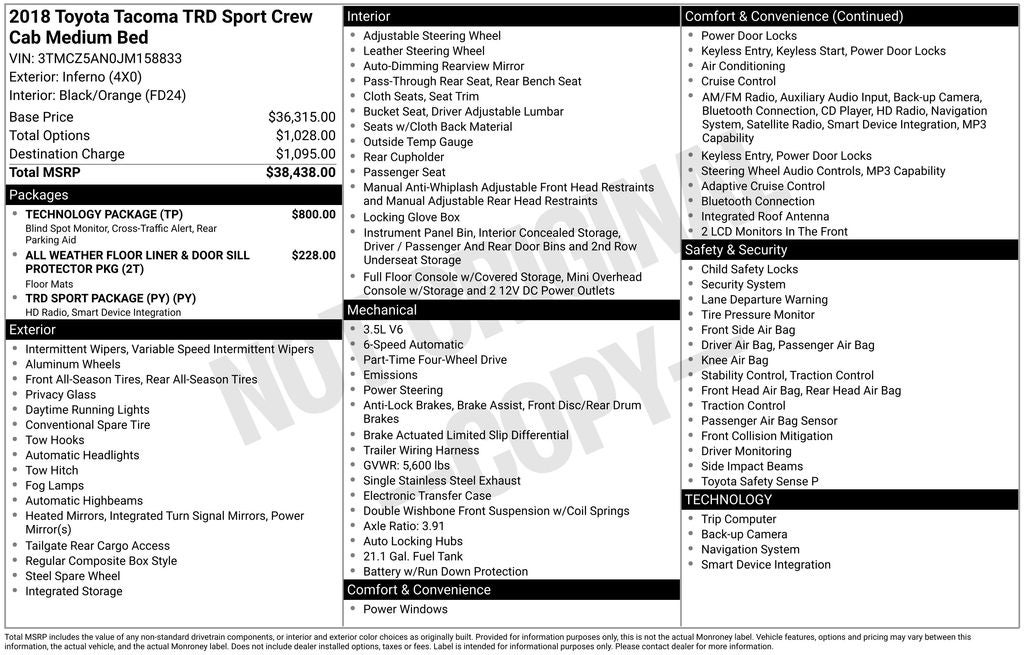 2018 Toyota Tacoma TRD Sport V6