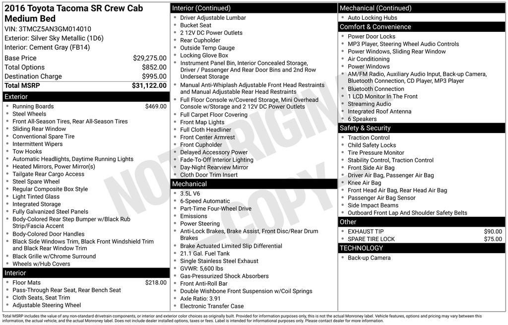 2016 Toyota Tacoma SR V6