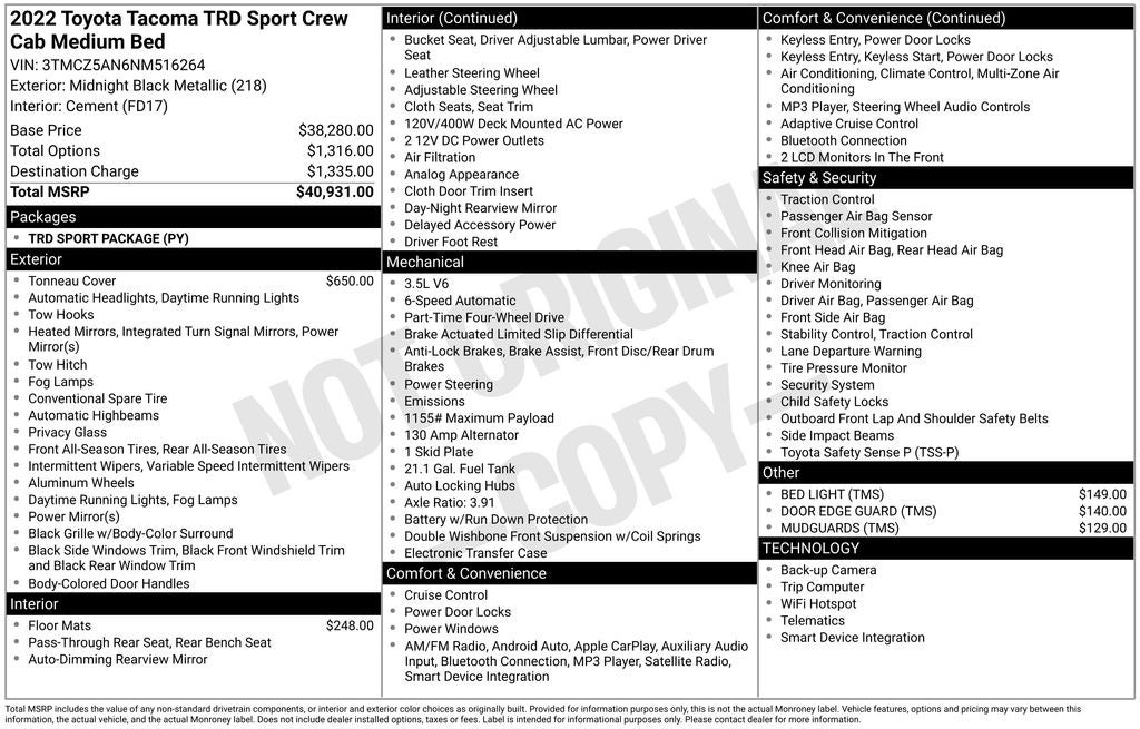2022 Toyota Tacoma TRD Sport V6