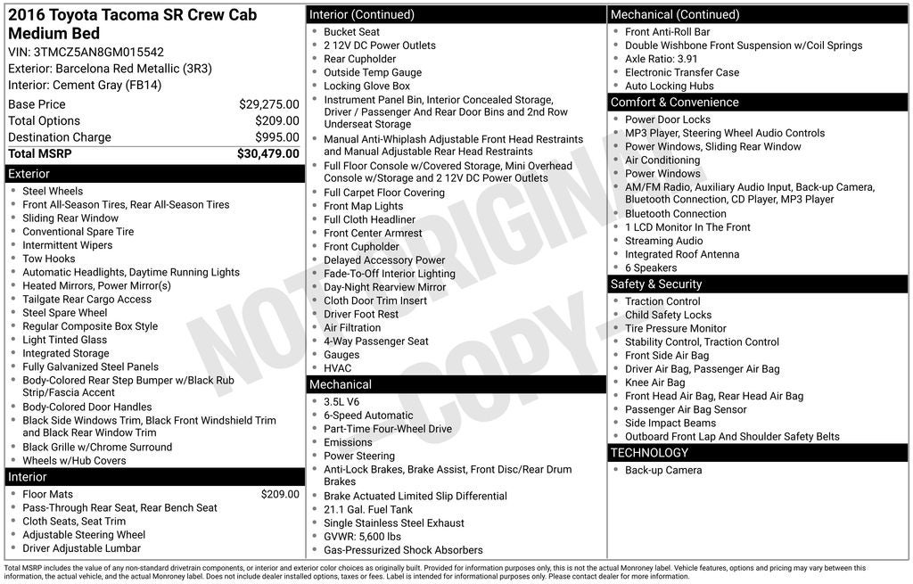 2016 Toyota Tacoma SR