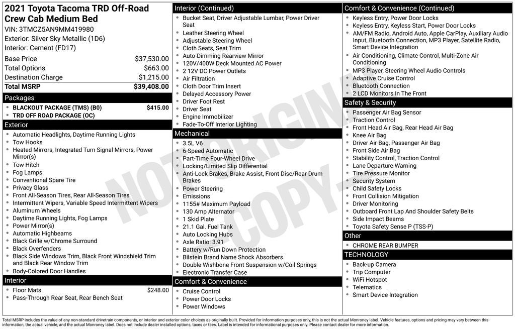 2021 Toyota Tacoma TRD Off-Road V6