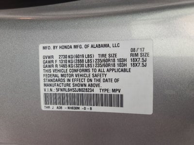 2018 Honda Odyssey EX