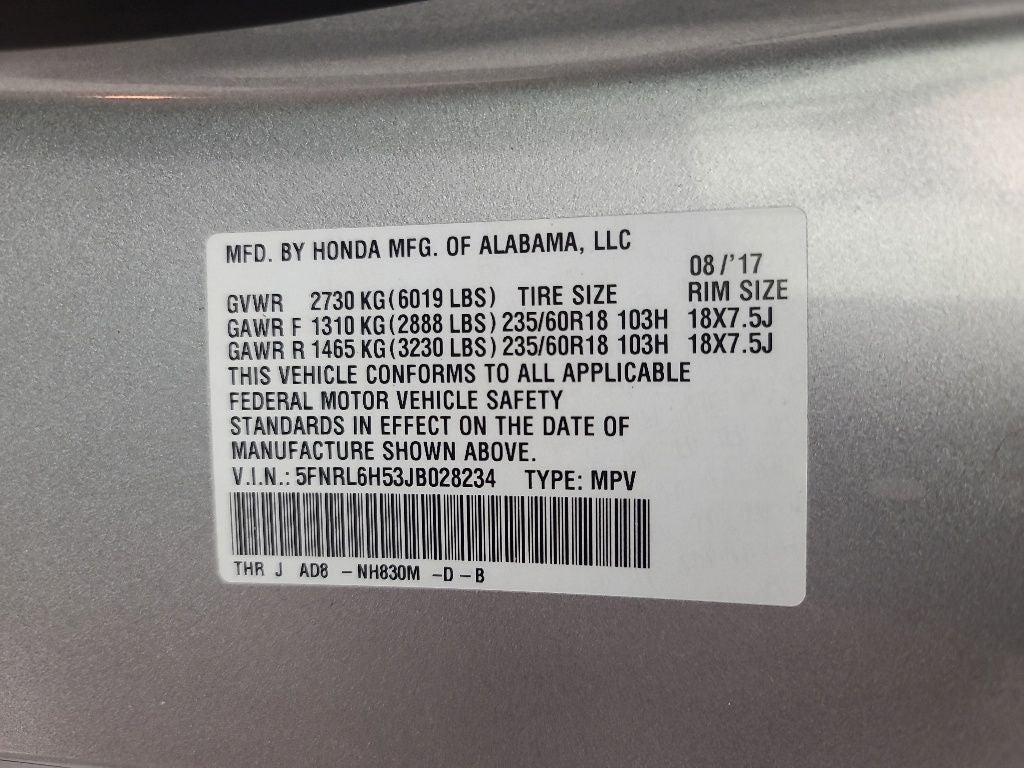 2018 Honda Odyssey EX