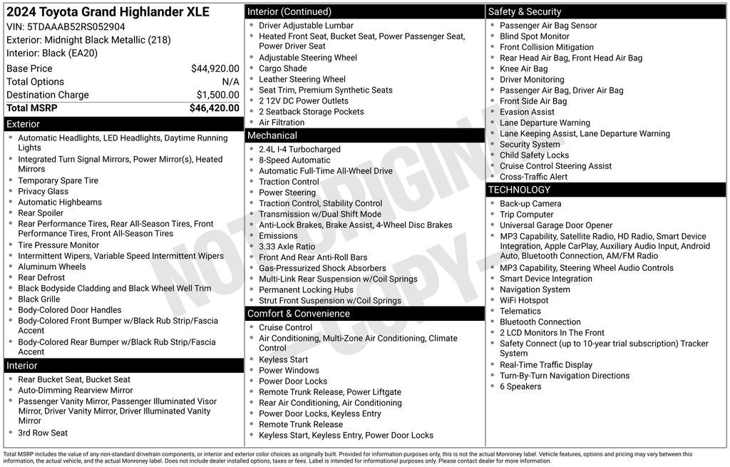2024 Toyota GRAND HIGHLANDER XLE