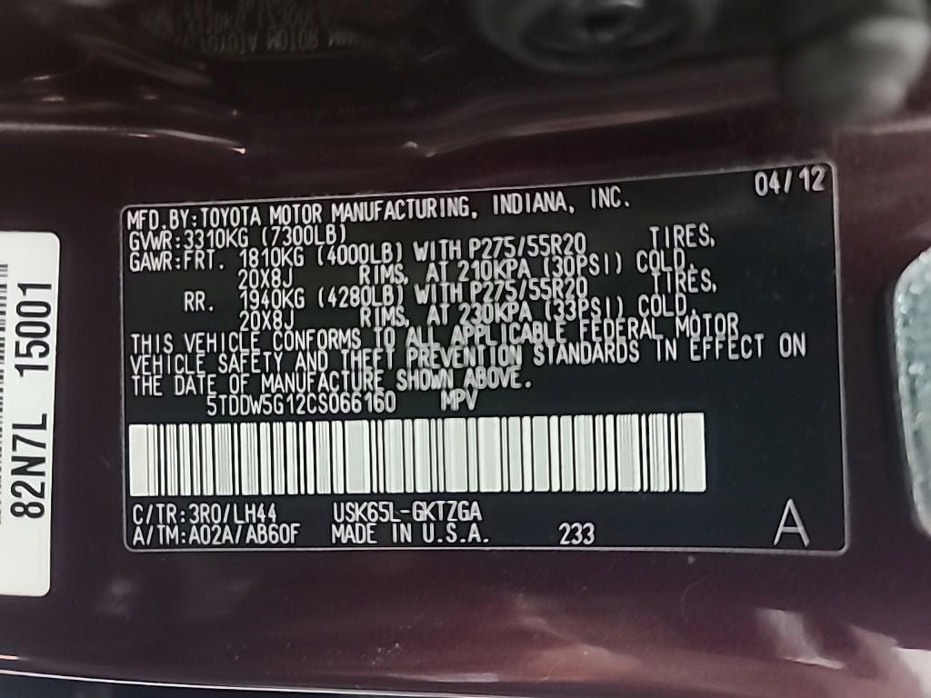 2012 Toyota SEQUOIA Platinum