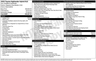 2025 Toyota Highlander Hybrid XLE