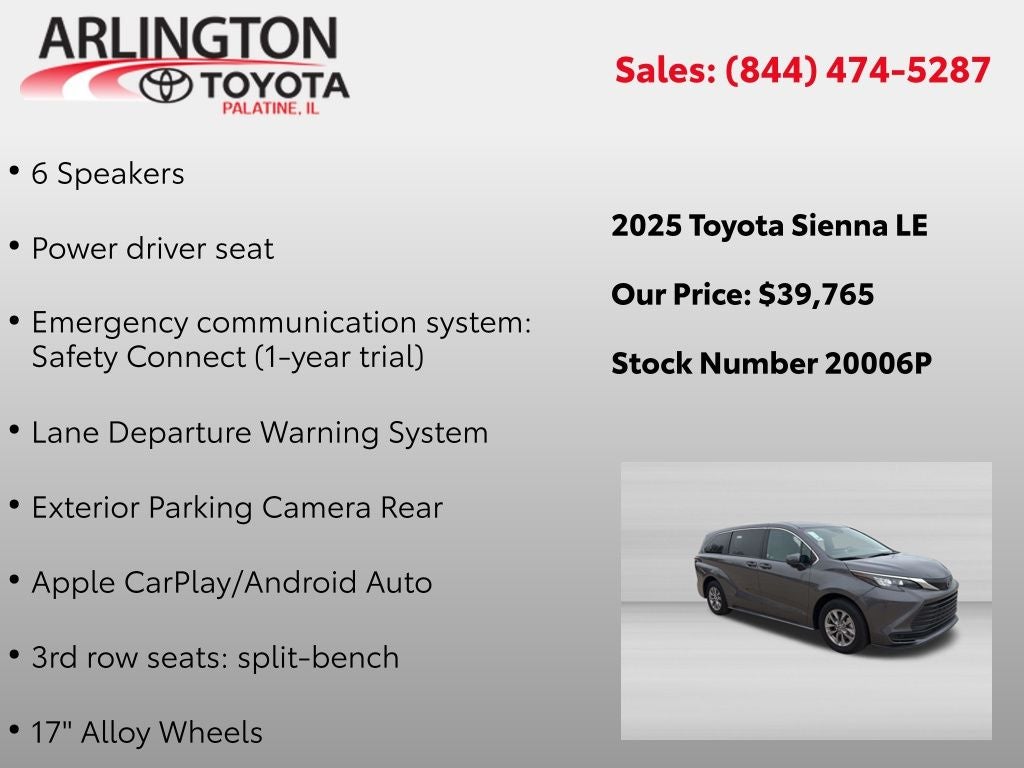 2025 Toyota SIENNA LE LE 8 Passenger