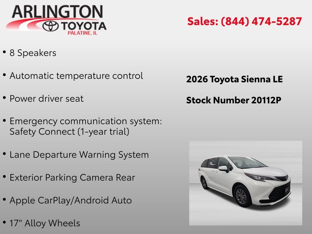 2026 Toyota Sienna LE 8 Passenger