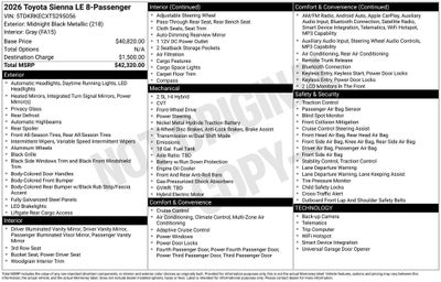 2026 Toyota Sienna LE 8 Passenger