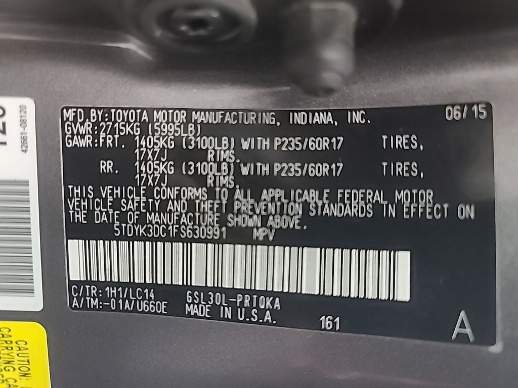 2015 Toyota Sienna L 7 Passenger