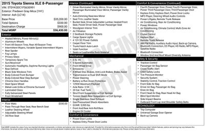 2015 Toyota Sienna L 7 Passenger