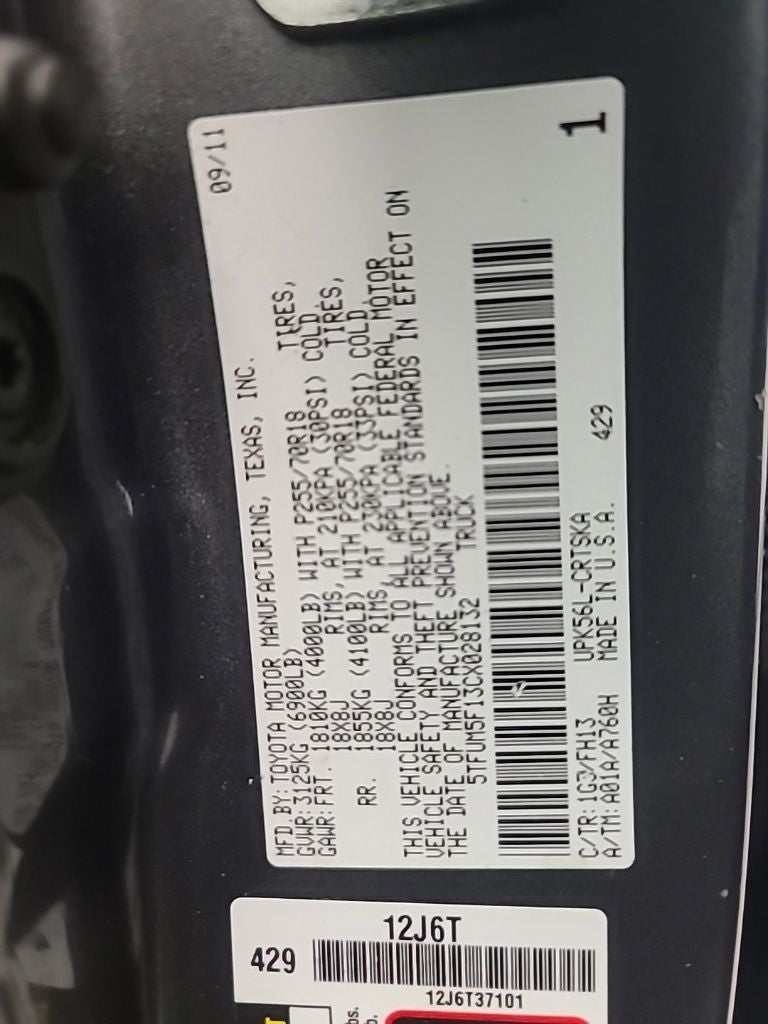2012 Toyota TUNDRA 4X4 Base 4.6L V8