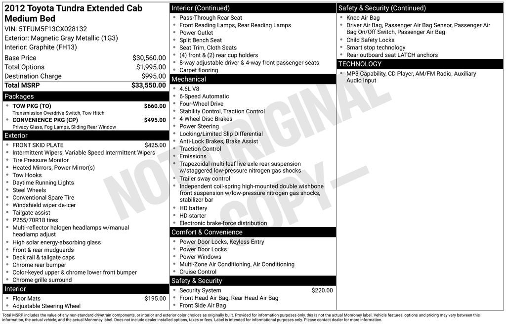 2012 Toyota TUNDRA 4X4 Base 4.6L V8