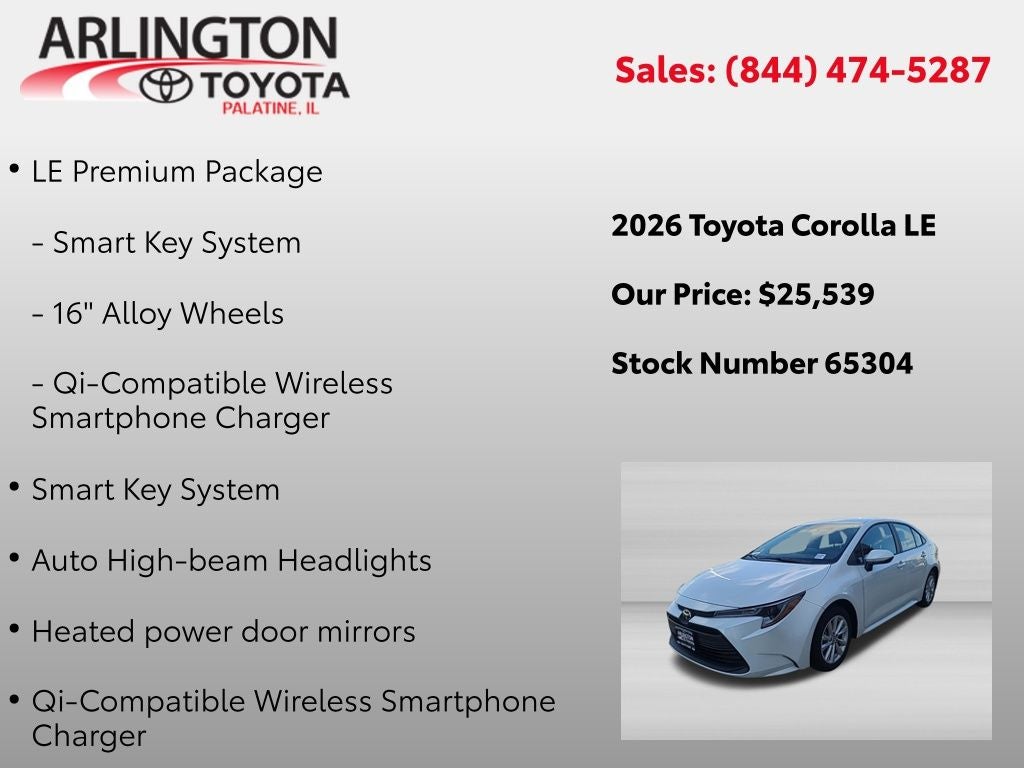 2026 Toyota Corolla LE Premium Package