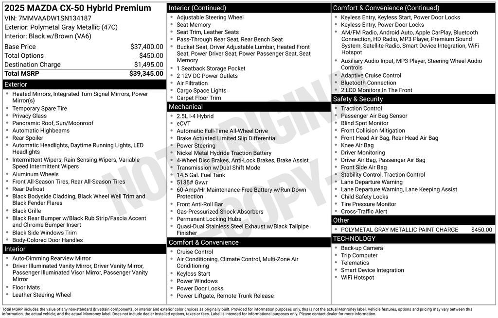 2025 Mazda Mazda CX-50 Hybrid Premium