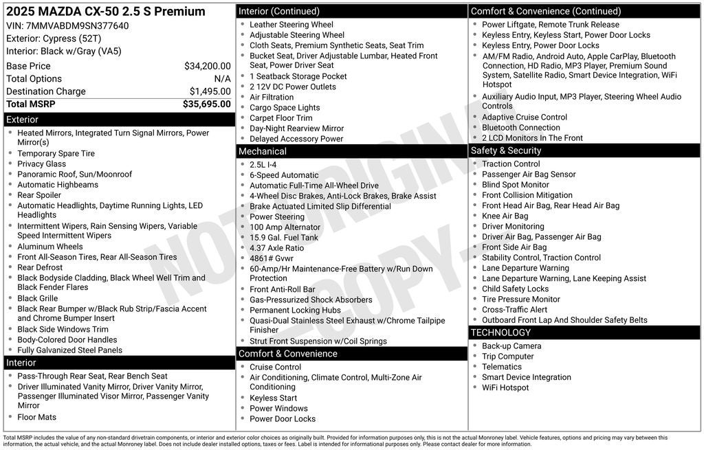 2025 Mazda Mazda CX-50 2.5 S Premium Package