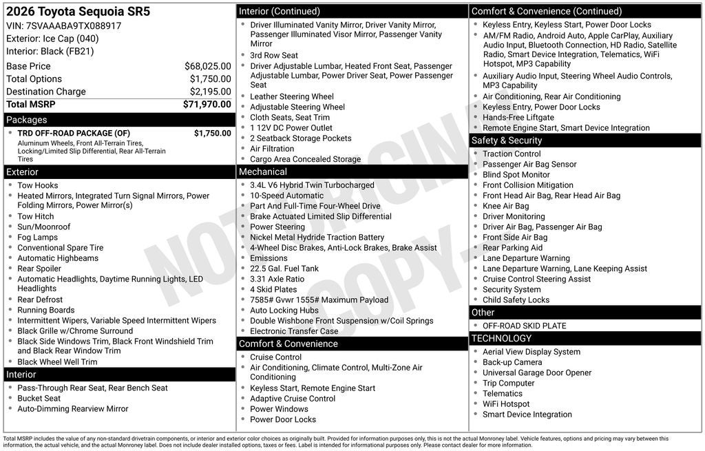 2026 Toyota Sequoia SR5 TRD Off-Road Package