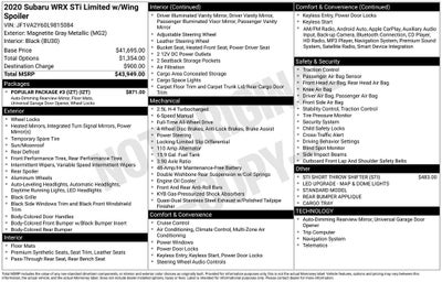 2020 Subaru WRX STi Limited