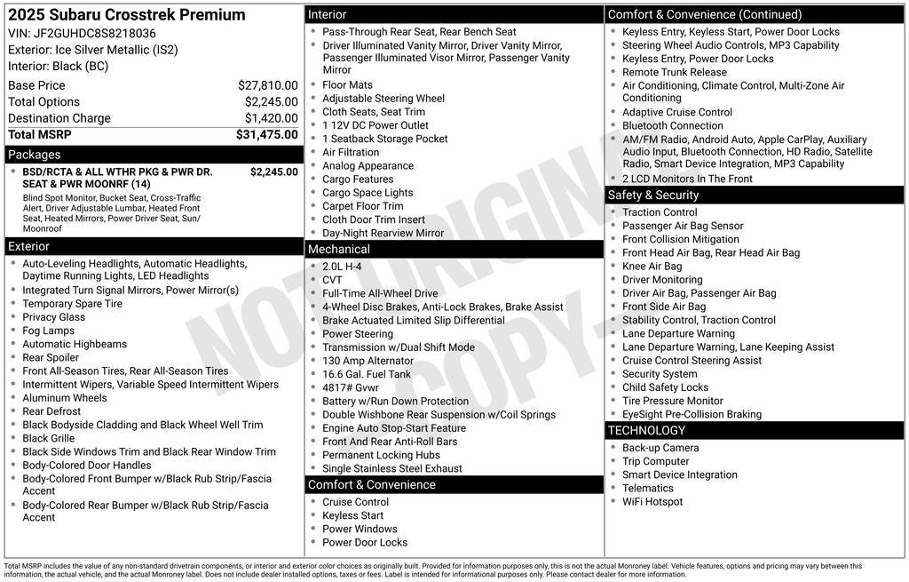 2025 Subaru Crosstrek Premium