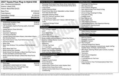 2027 Toyota Prius Plug-in Hybrid XSE