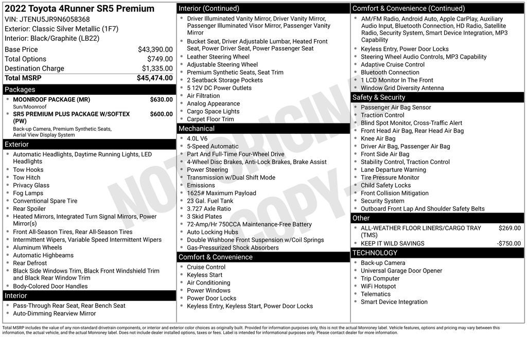 2022 Toyota 4RUNNER SR5 Premium