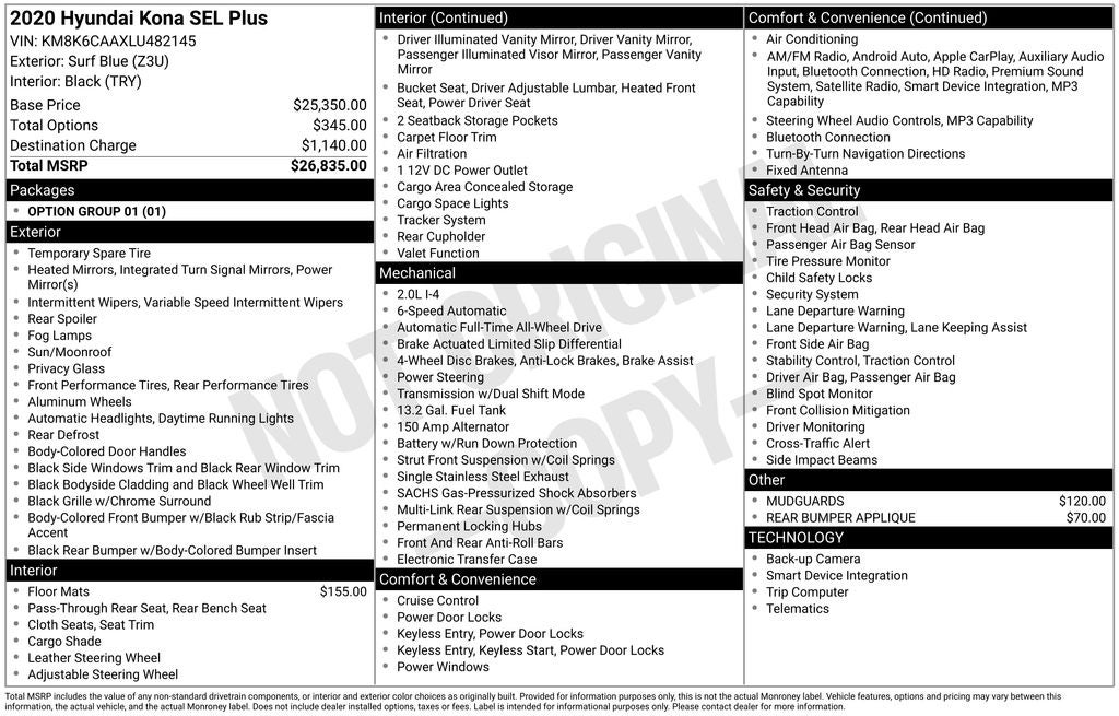 2020 Hyundai Kona SEL Plus