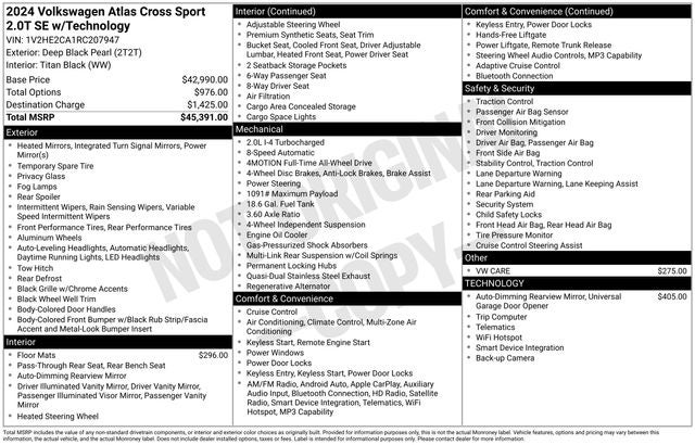 2024 Volkswagen Atlas Cross Sport 2.0T SE w/Technology