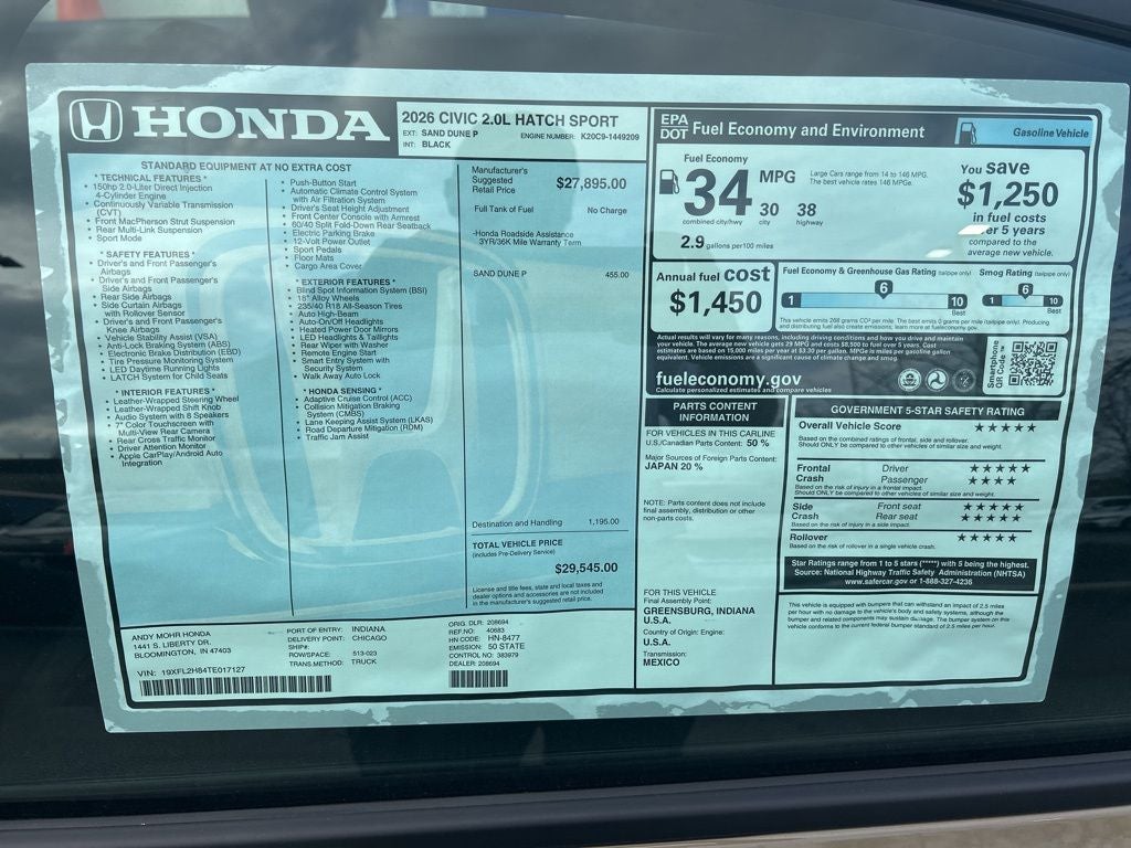 2026 Honda Civic Sport